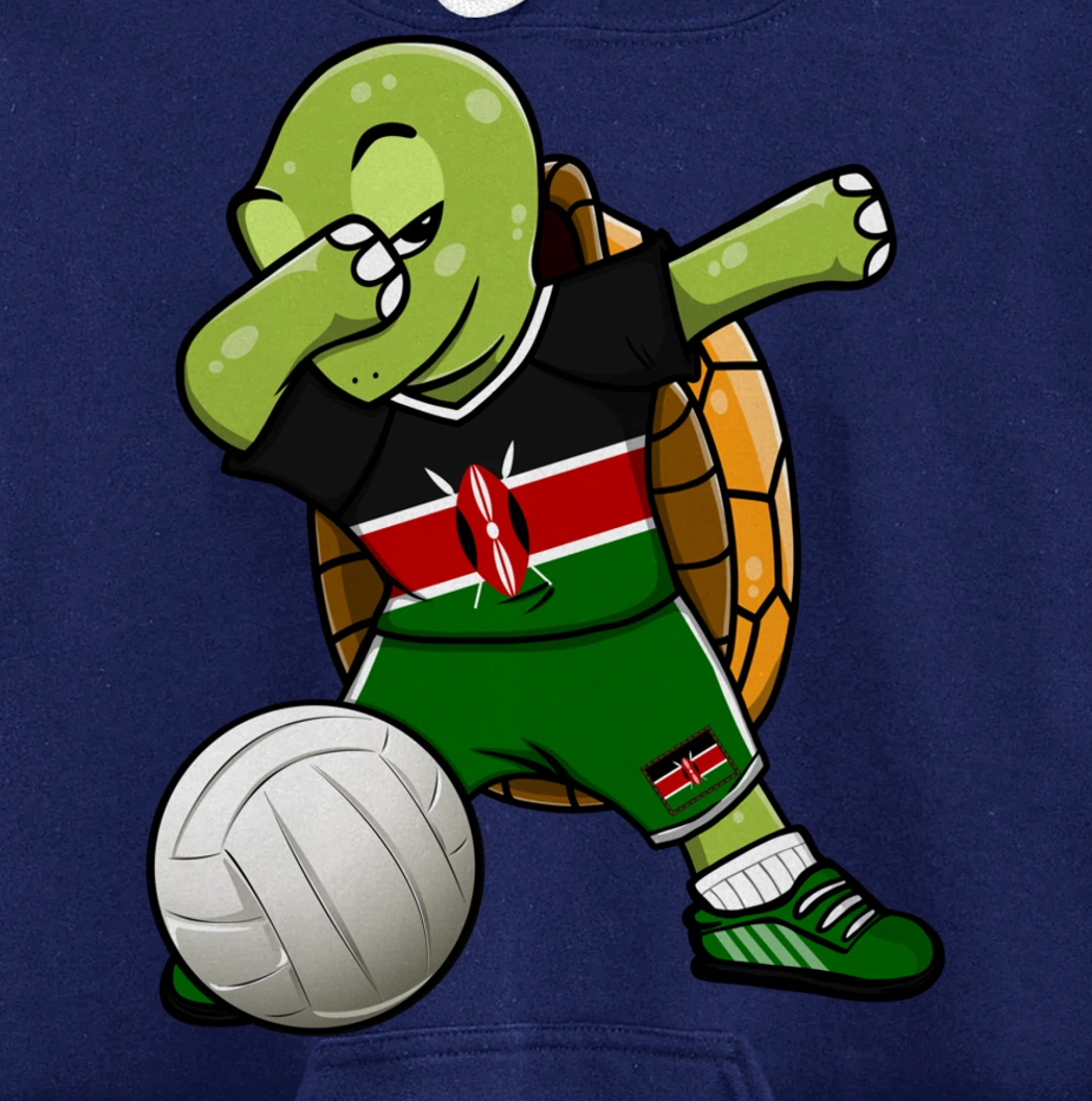 Dabbing Turtle Kenya Volleyball Fans Jersey Kenyan Flag Pullover Hoodie