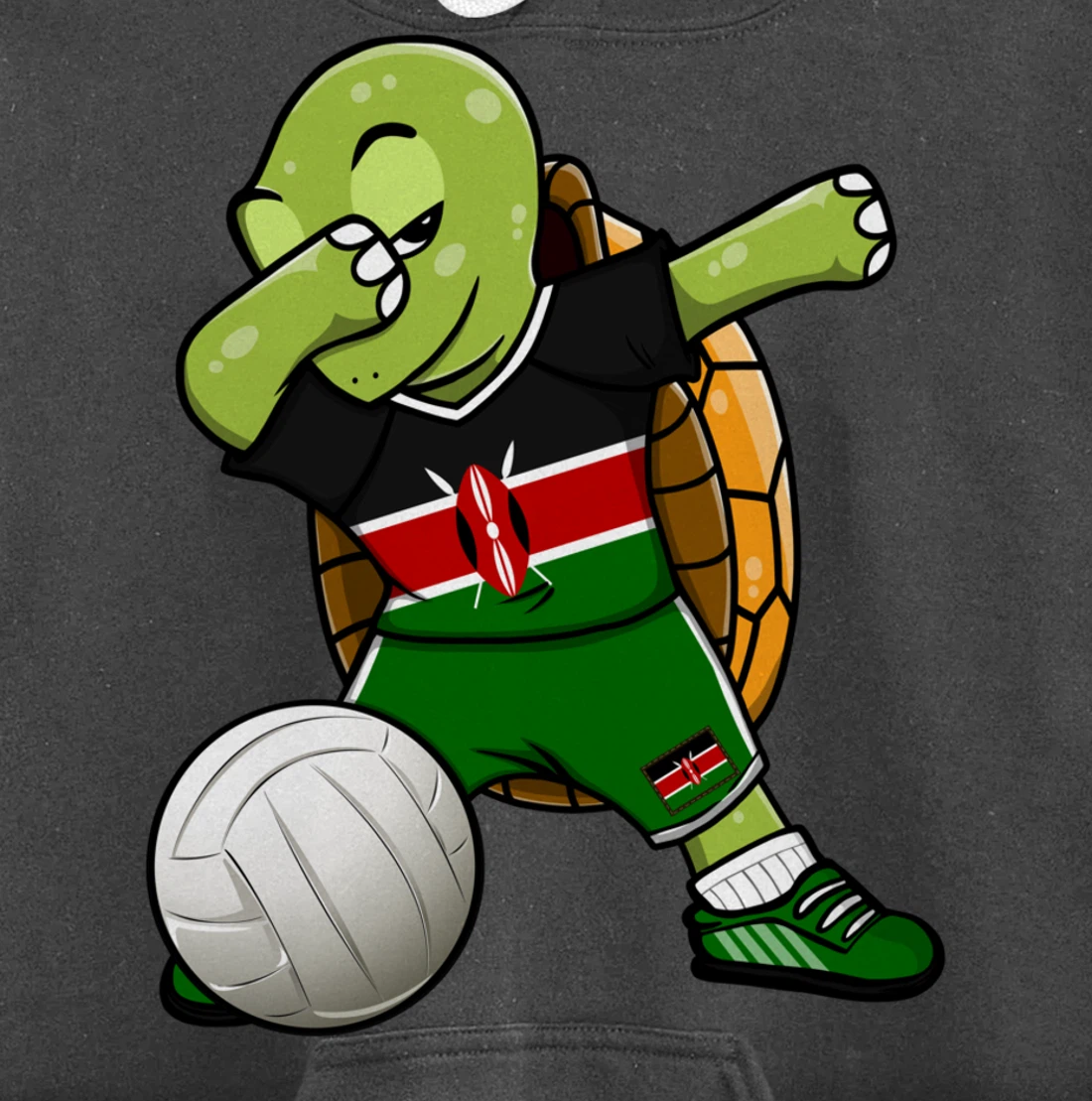 Dabbing Turtle Kenya Volleyball Fans Jersey Kenyan Flag Pullover Hoodie