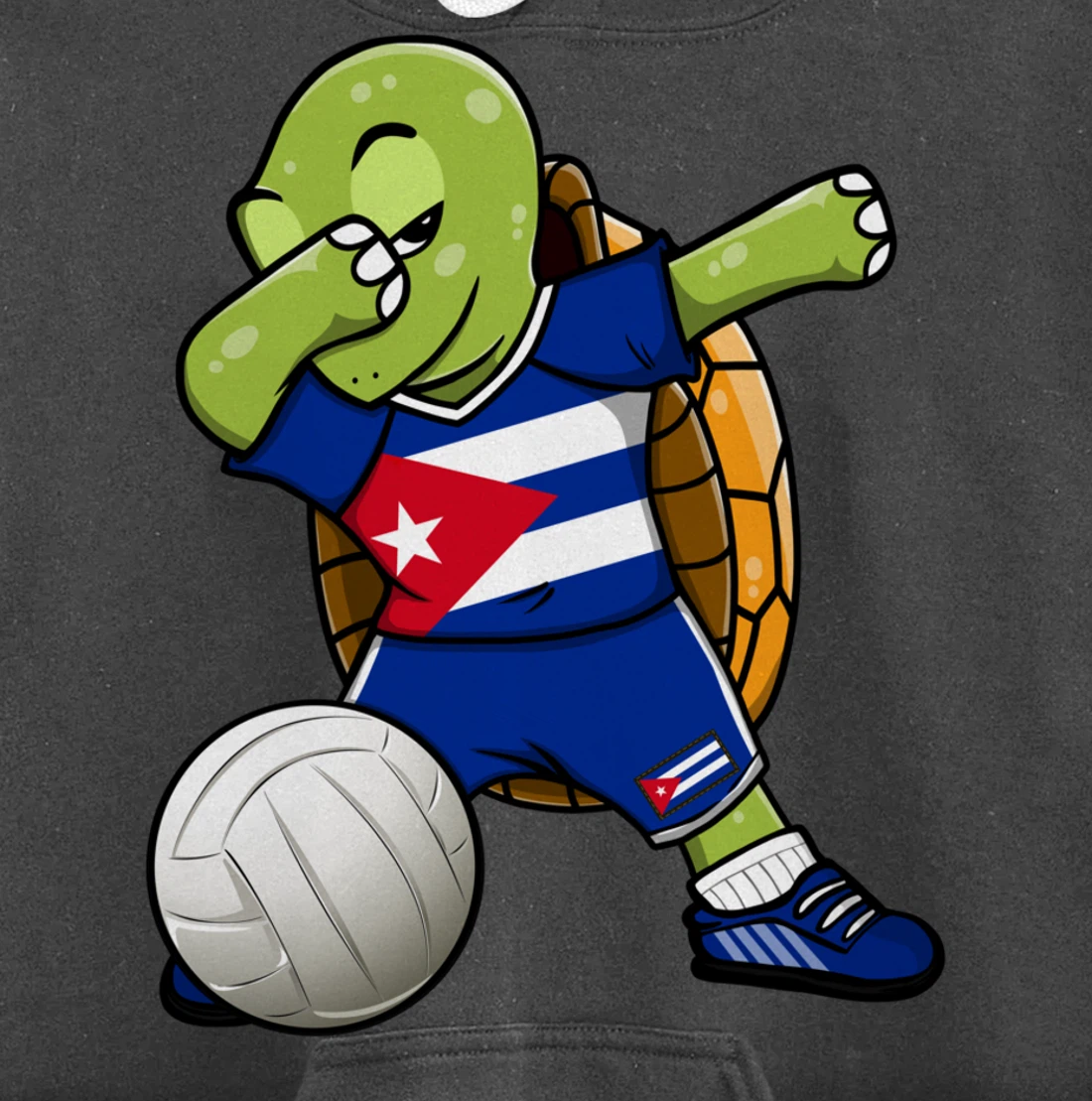 Dabbing Turtle Cuba Volleyball Fans Jersey Cuban Flag Pullover Hoodie