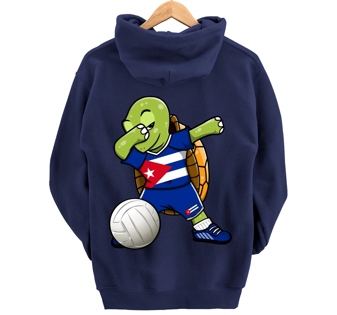 Dabbing Turtle Cuba Volleyball Fans Jersey Cuban Flag Pullover Hoodie