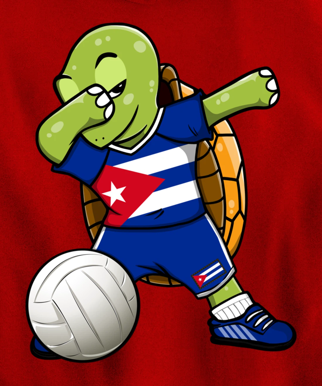 Dabbing Turtle Cuba Volleyball Fans Jersey Cuban Flag Pullover Hoodie