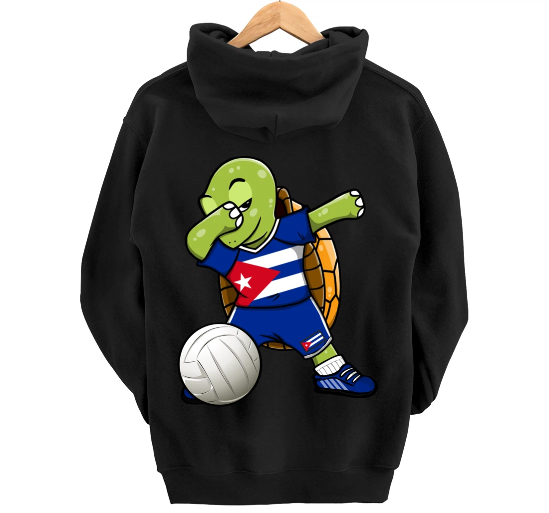 Dabbing Turtle Cuba Volleyball Fans Jersey Cuban Flag Pullover Hoodie