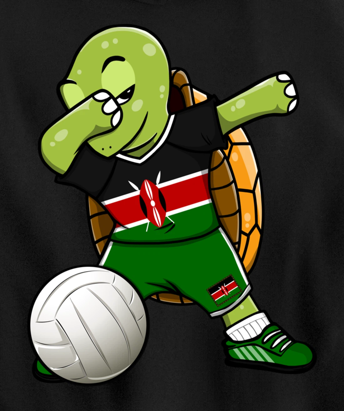 Dabbing Turtle Kenya Volleyball Fans Jersey Kenyan Flag Pullover Hoodie