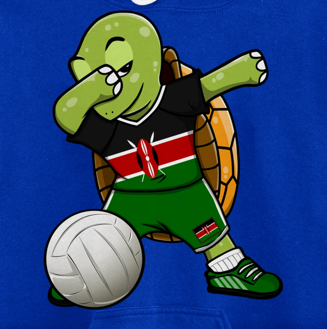 Dabbing Turtle Kenya Volleyball Fans Jersey Kenyan Flag Pullover Hoodie