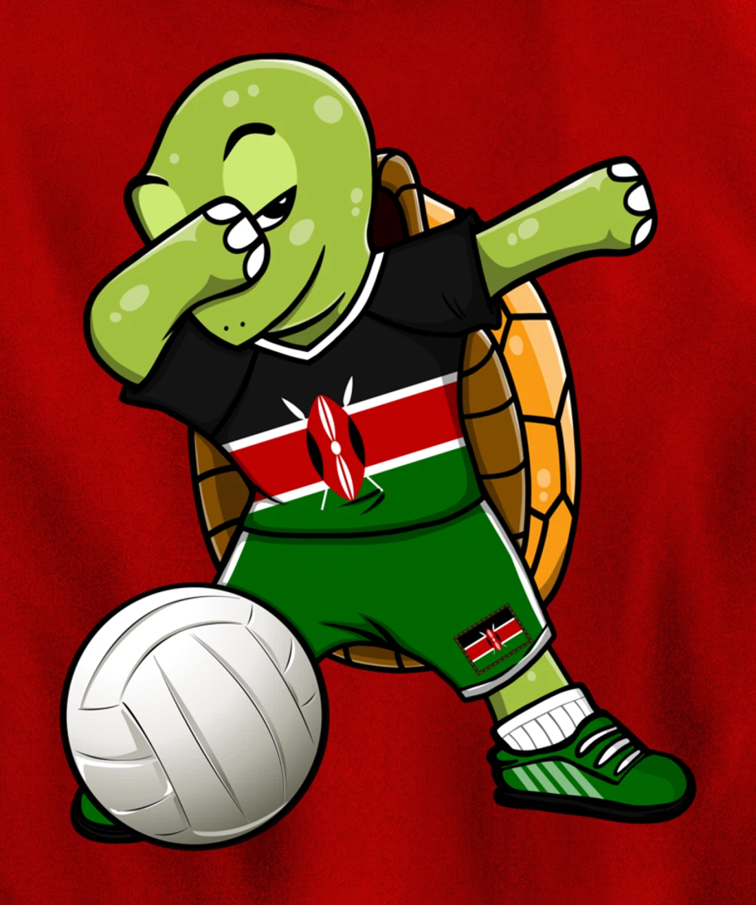 Dabbing Turtle Kenya Volleyball Fans Jersey Kenyan Flag Pullover Hoodie