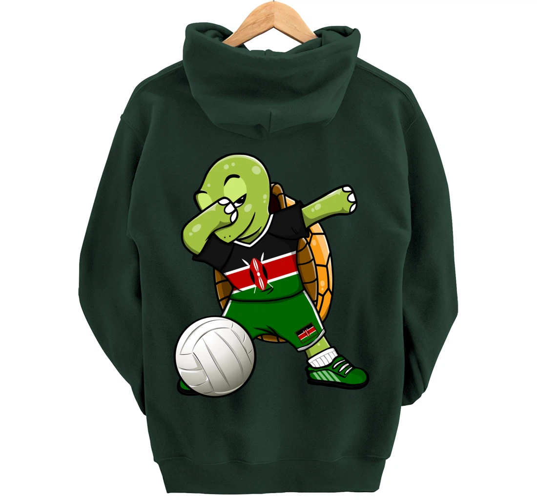Dabbing Turtle Kenya Volleyball Fans Jersey Kenyan Flag Pullover Hoodie