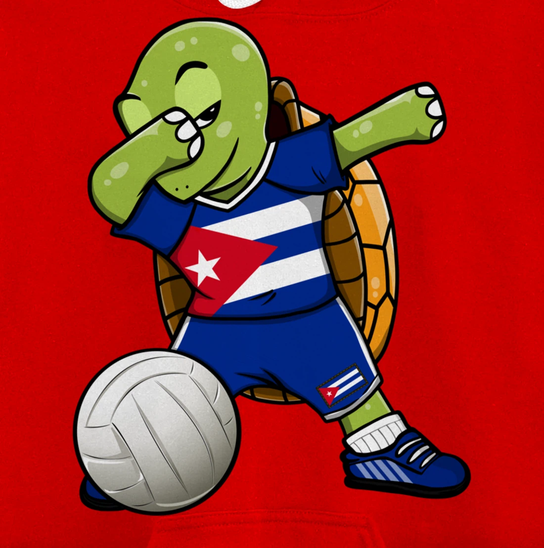 Dabbing Turtle Cuba Volleyball Fans Jersey Cuban Flag Pullover Hoodie