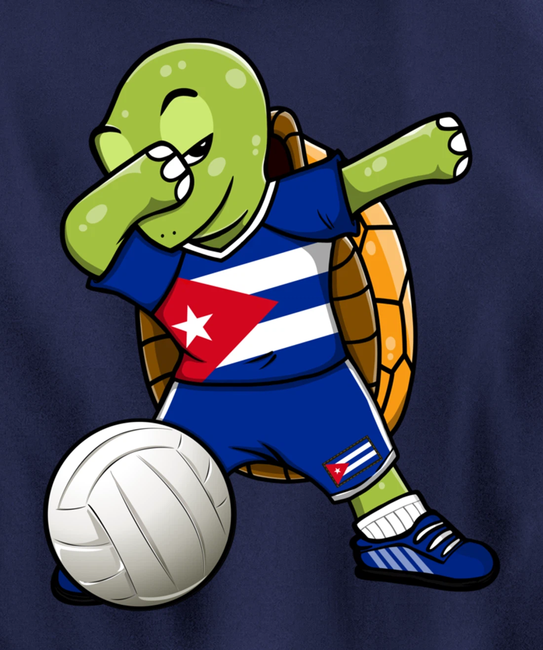 Dabbing Turtle Cuba Volleyball Fans Jersey Cuban Flag Pullover Hoodie
