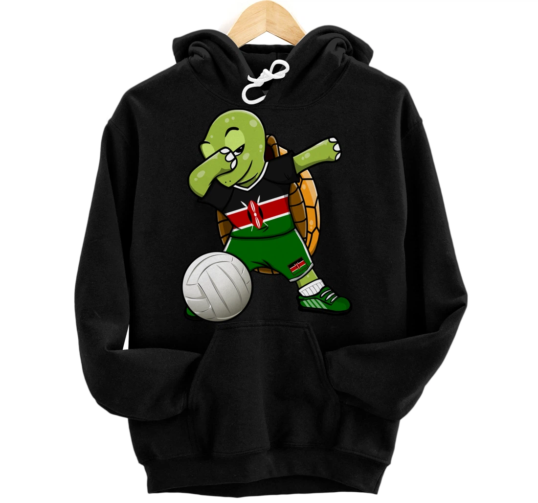 Dabbing Turtle Kenya Volleyball Fans Jersey Kenyan Flag Pullover Hoodie