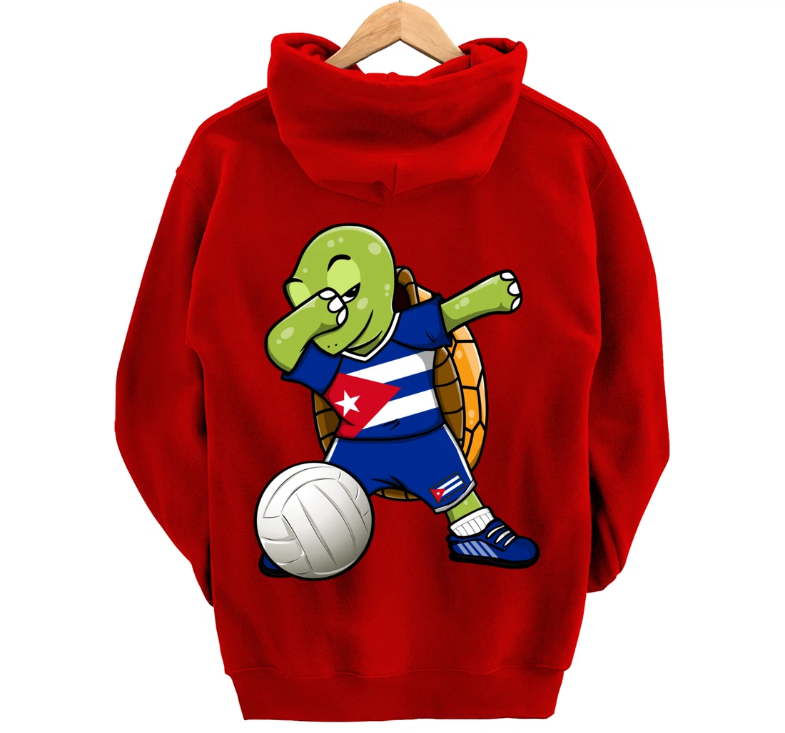 Dabbing Turtle Cuba Volleyball Fans Jersey Cuban Flag Pullover Hoodie