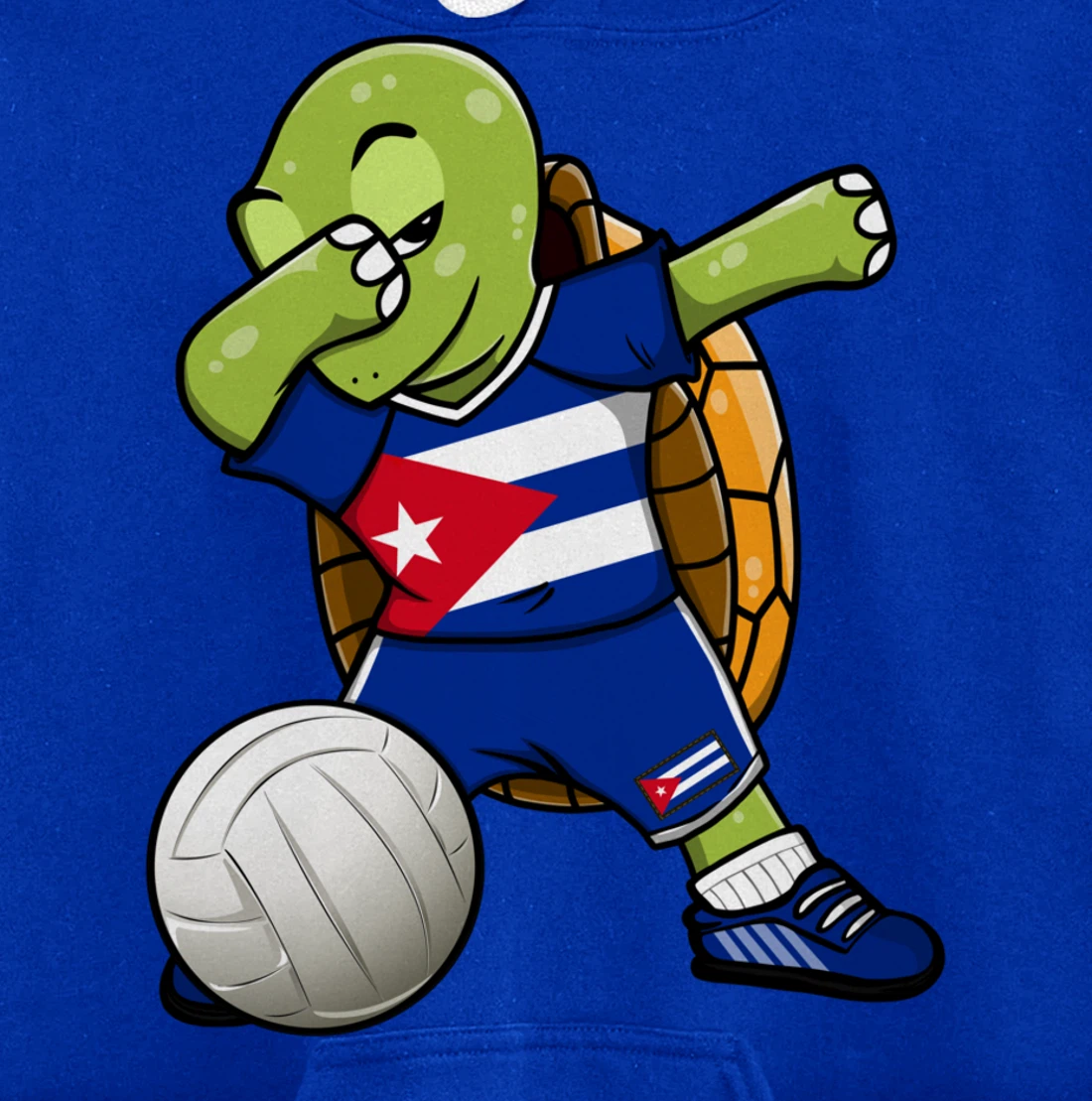 Dabbing Turtle Cuba Volleyball Fans Jersey Cuban Flag Pullover Hoodie