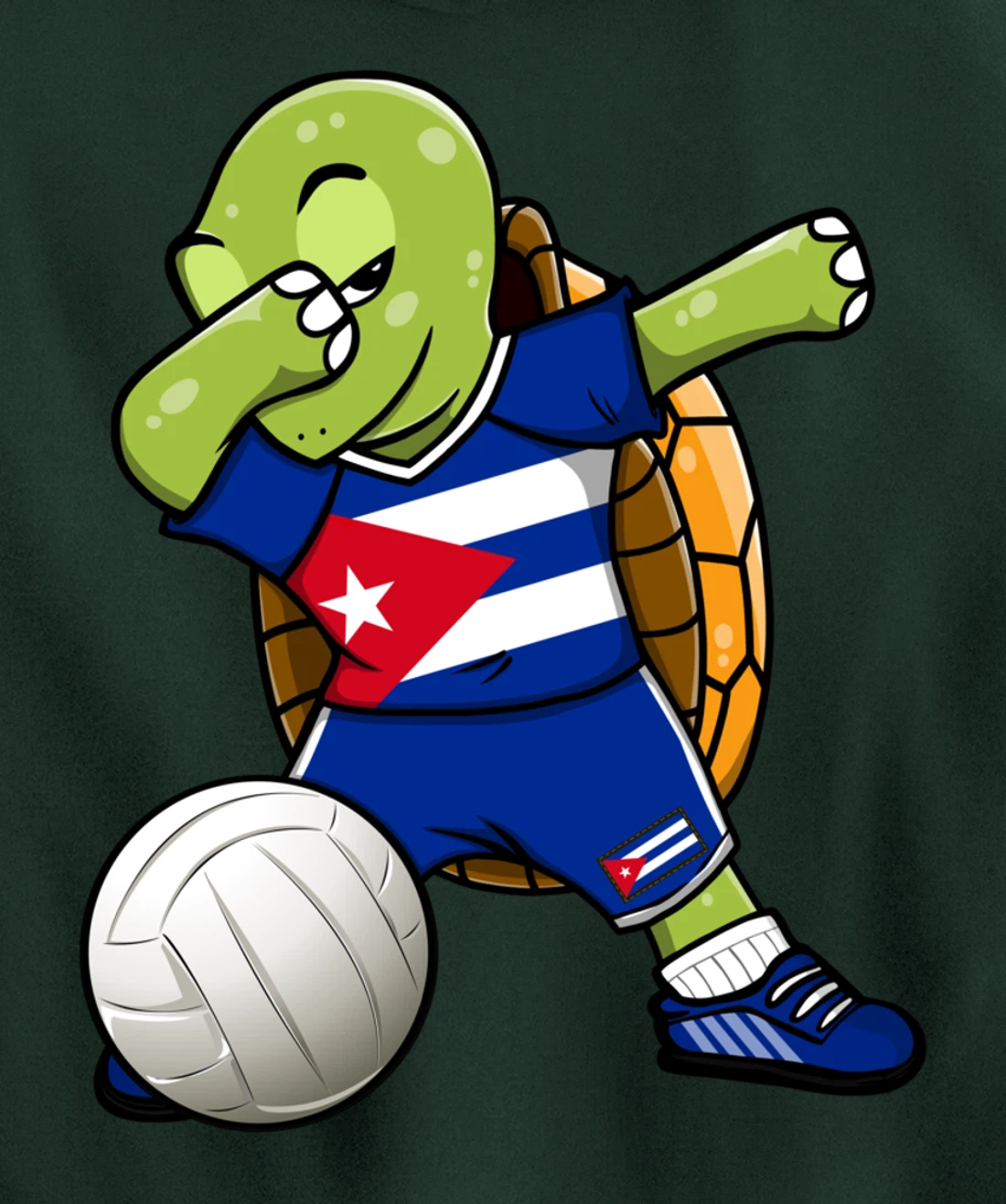 Dabbing Turtle Cuba Volleyball Fans Jersey Cuban Flag Pullover Hoodie