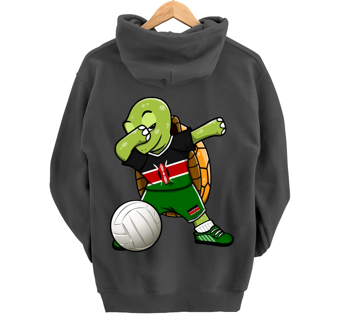 Dabbing Turtle Kenya Volleyball Fans Jersey Kenyan Flag Pullover Hoodie