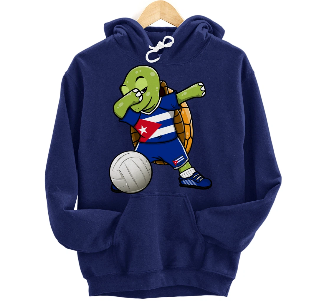Dabbing Turtle Cuba Volleyball Fans Jersey Cuban Flag Pullover Hoodie