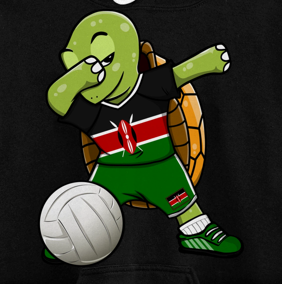 Dabbing Turtle Kenya Volleyball Fans Jersey Kenyan Flag Pullover Hoodie