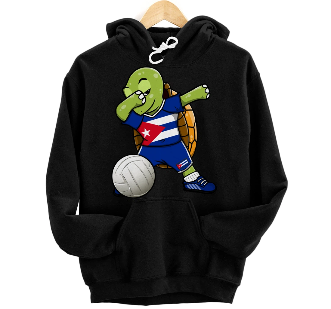 Dabbing Turtle Cuba Volleyball Fans Jersey Cuban Flag Pullover Hoodie