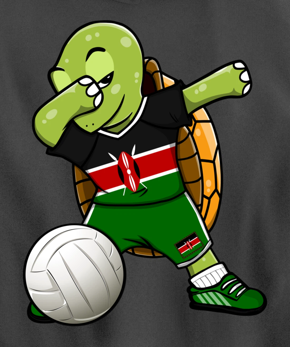 Dabbing Turtle Kenya Volleyball Fans Jersey Kenyan Flag Pullover Hoodie