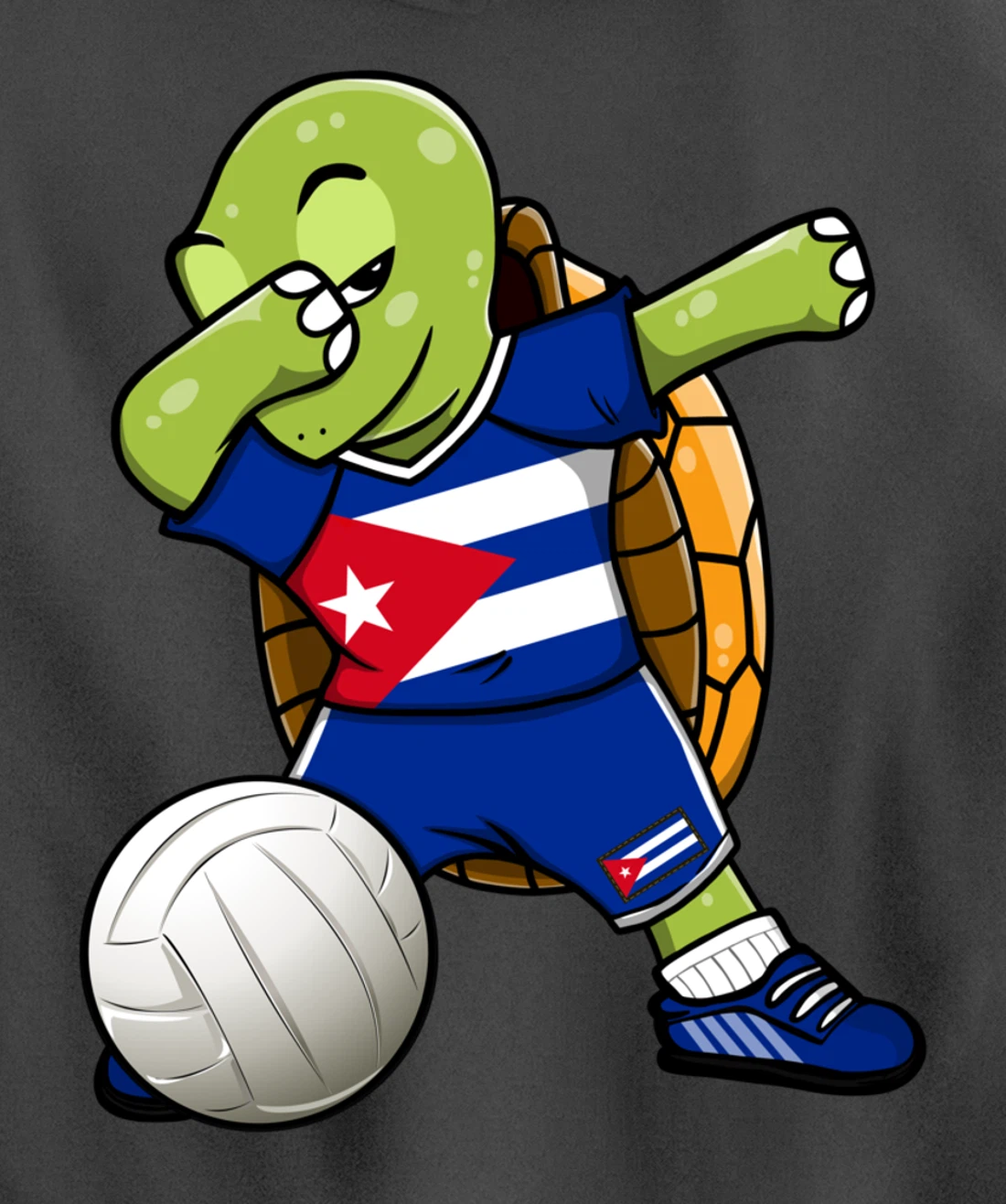 Dabbing Turtle Cuba Volleyball Fans Jersey Cuban Flag Pullover Hoodie