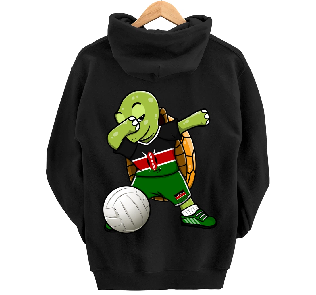 Dabbing Turtle Kenya Volleyball Fans Jersey Kenyan Flag Pullover Hoodie