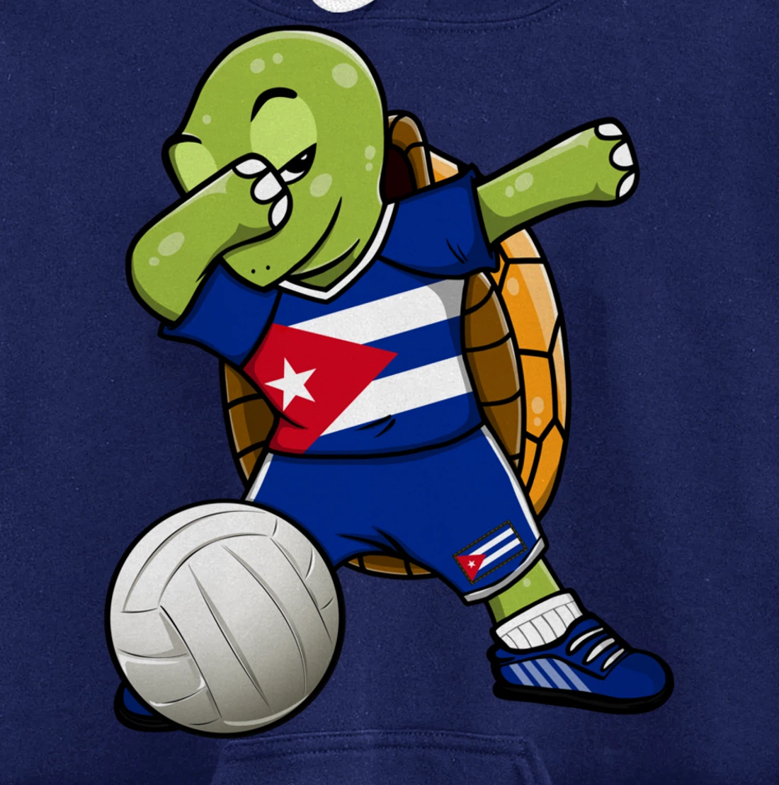 Dabbing Turtle Cuba Volleyball Fans Jersey Cuban Flag Pullover Hoodie