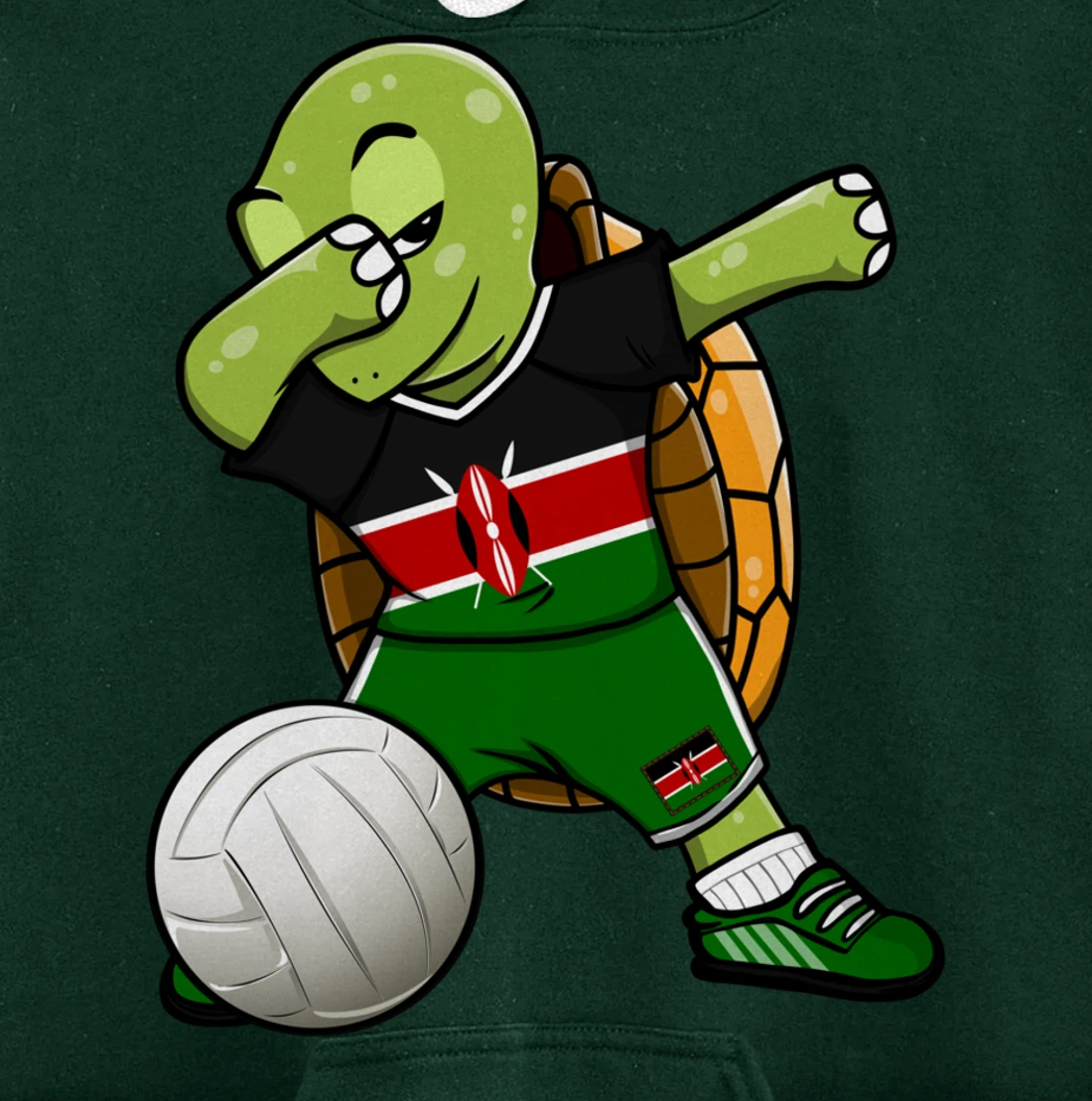 Dabbing Turtle Kenya Volleyball Fans Jersey Kenyan Flag Pullover Hoodie