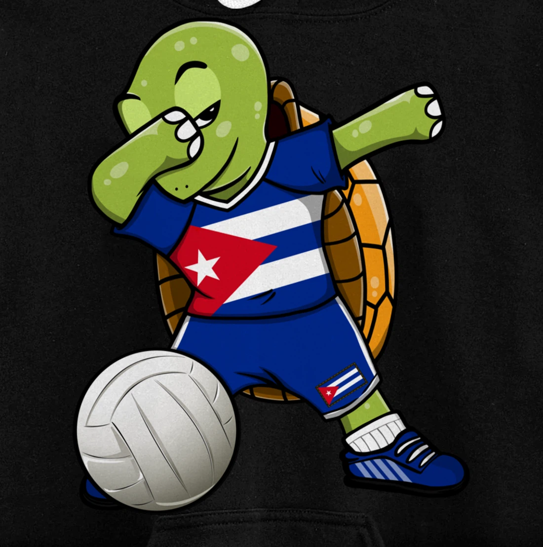Dabbing Turtle Cuba Volleyball Fans Jersey Cuban Flag Pullover Hoodie