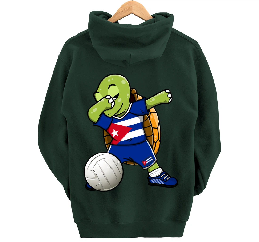 Dabbing Turtle Cuba Volleyball Fans Jersey Cuban Flag Pullover Hoodie