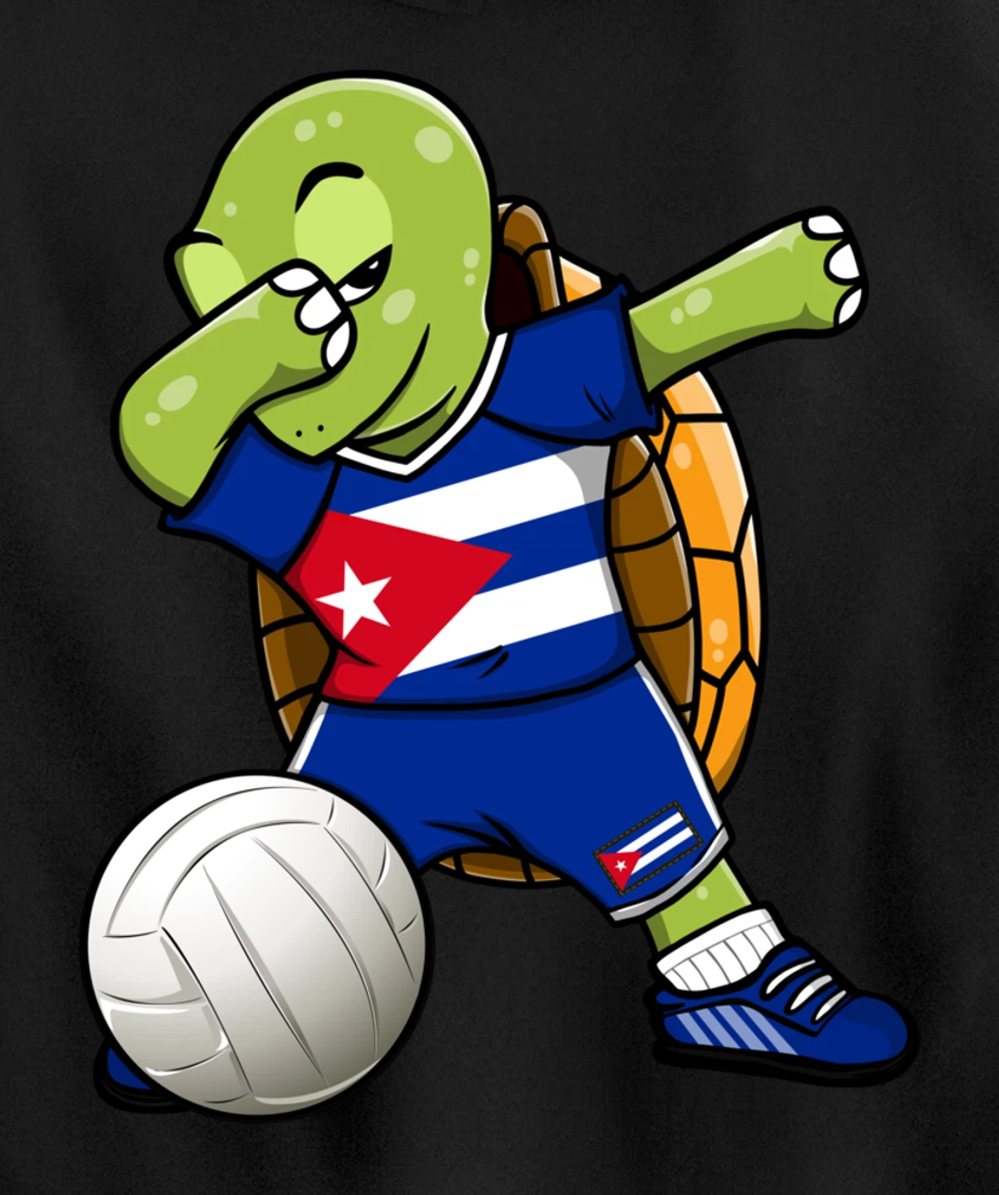 Dabbing Turtle Cuba Volleyball Fans Jersey Cuban Flag Pullover Hoodie