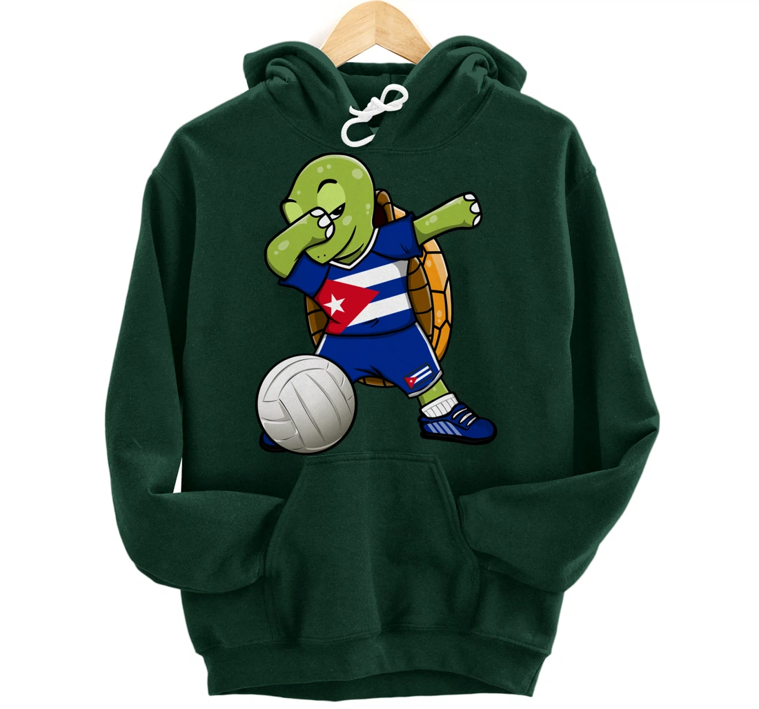 Dabbing Turtle Cuba Volleyball Fans Jersey Cuban Flag Pullover Hoodie