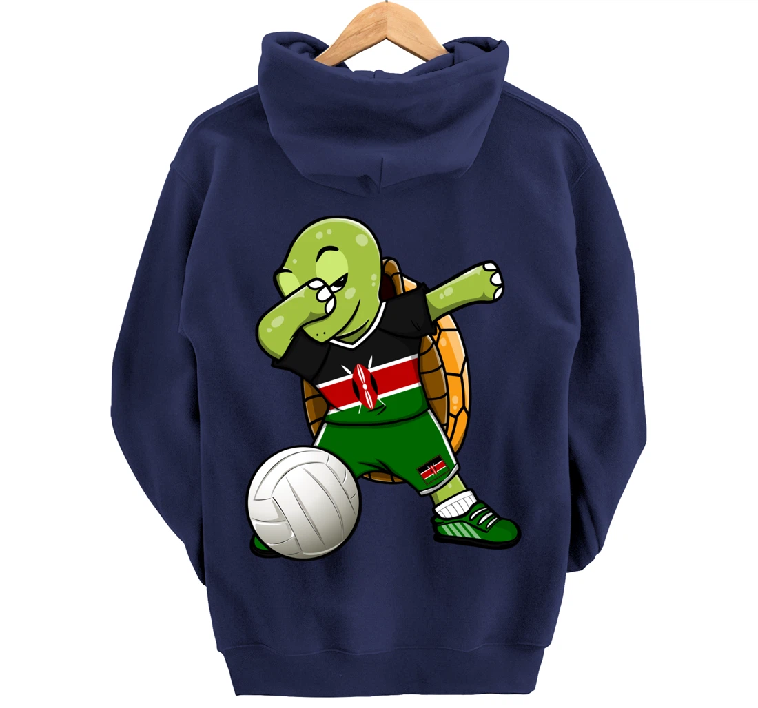 Dabbing Turtle Kenya Volleyball Fans Jersey Kenyan Flag Pullover Hoodie