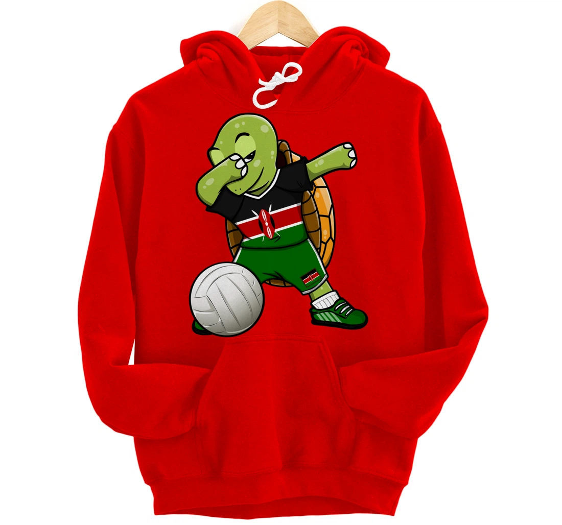 Dabbing Turtle Kenya Volleyball Fans Jersey Kenyan Flag Pullover Hoodie