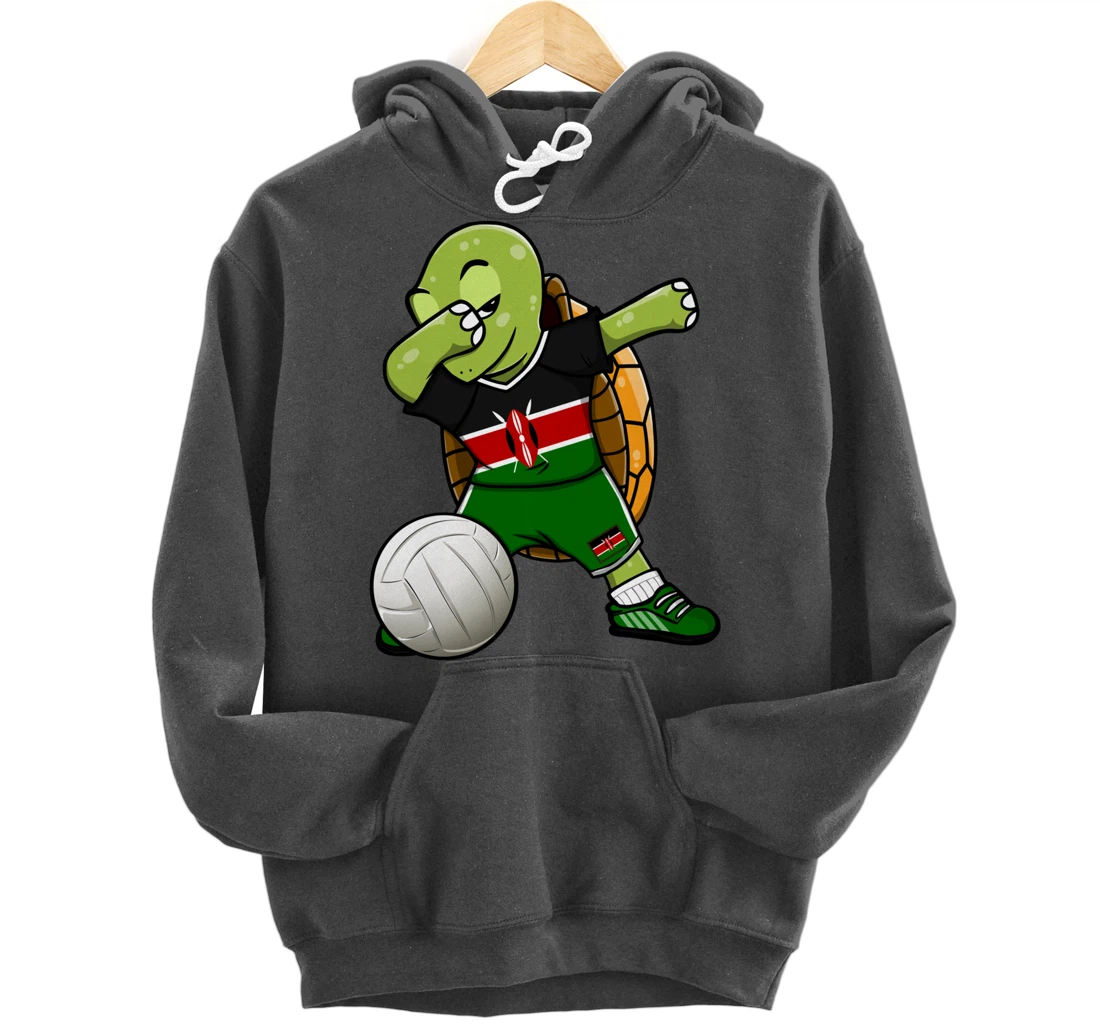 Dabbing Turtle Kenya Volleyball Fans Jersey Kenyan Flag Pullover Hoodie