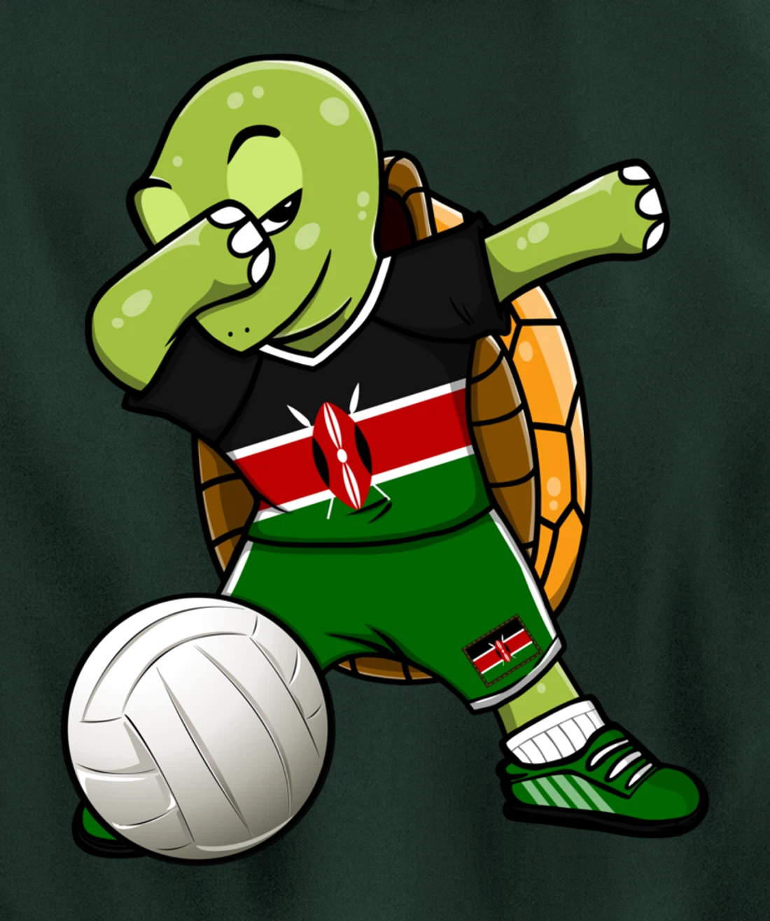Dabbing Turtle Kenya Volleyball Fans Jersey Kenyan Flag Pullover Hoodie