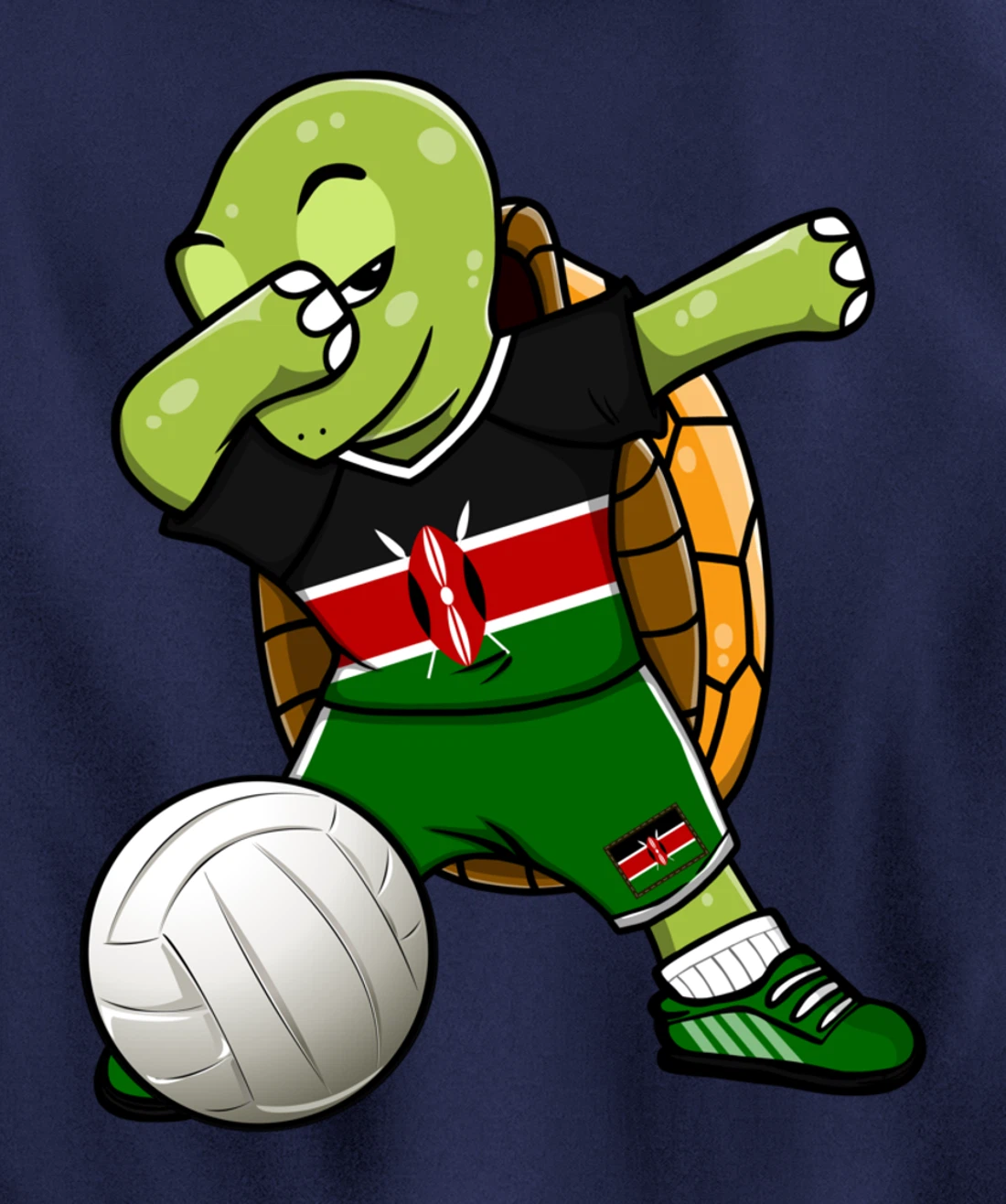 Dabbing Turtle Kenya Volleyball Fans Jersey Kenyan Flag Pullover Hoodie