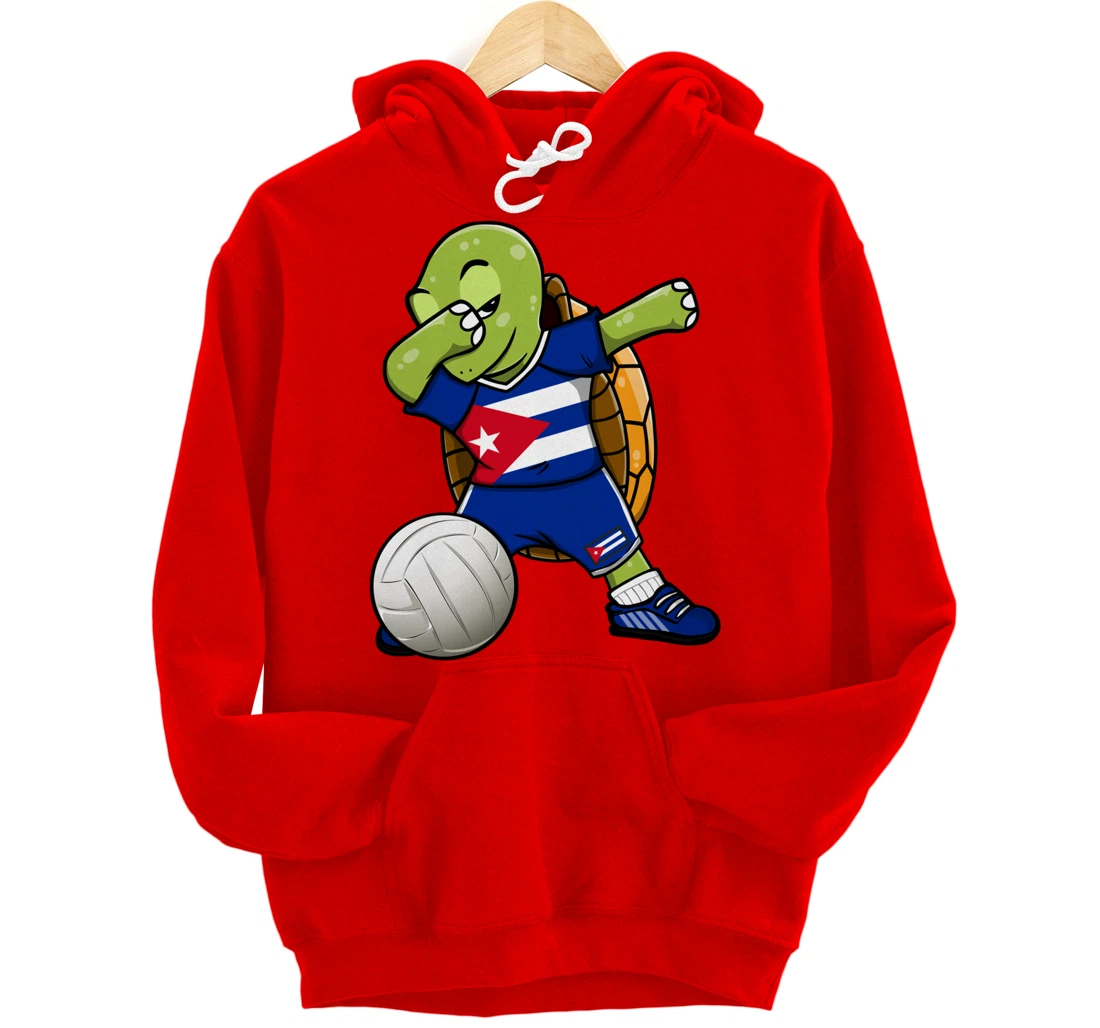Dabbing Turtle Cuba Volleyball Fans Jersey Cuban Flag Pullover Hoodie