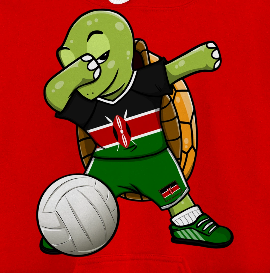 Dabbing Turtle Kenya Volleyball Fans Jersey Kenyan Flag Pullover Hoodie