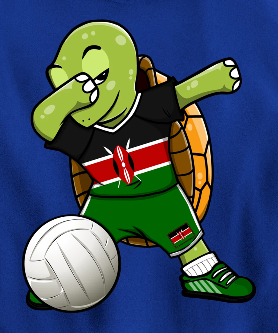 Dabbing Turtle Kenya Volleyball Fans Jersey Kenyan Flag Pullover Hoodie