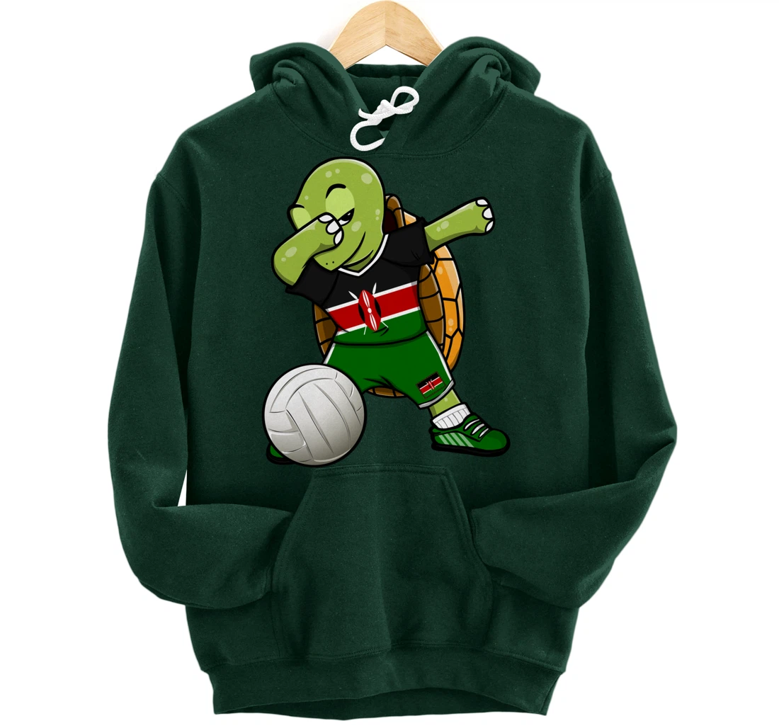 Dabbing Turtle Kenya Volleyball Fans Jersey Kenyan Flag Pullover Hoodie