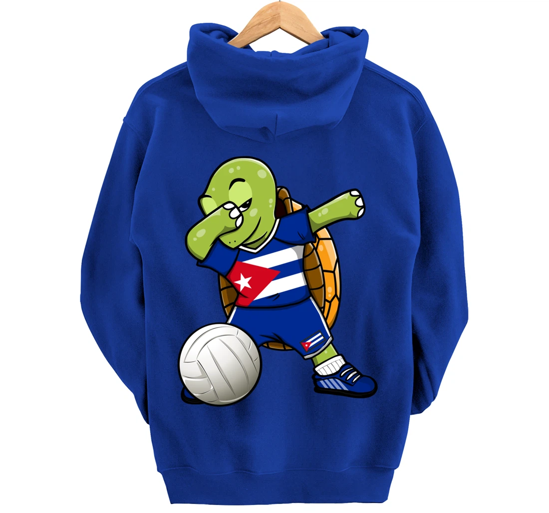 Dabbing Turtle Cuba Volleyball Fans Jersey Cuban Flag Pullover Hoodie