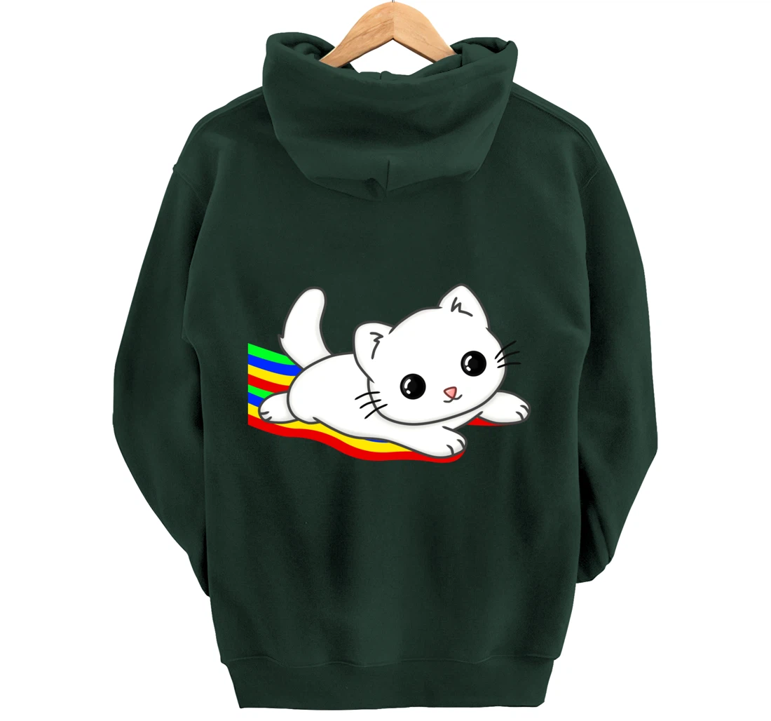 Sliding on a rainbow Cat Tee | Cat Lovers Pullover Hoodie