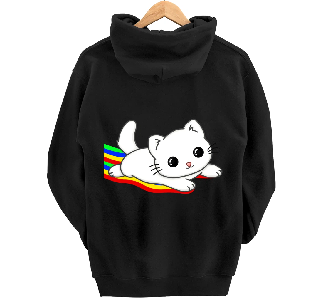 Sliding on a rainbow Cat Tee | Cat Lovers Pullover Hoodie