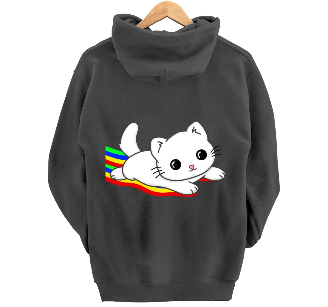 Sliding on a rainbow Cat Tee | Cat Lovers Pullover Hoodie