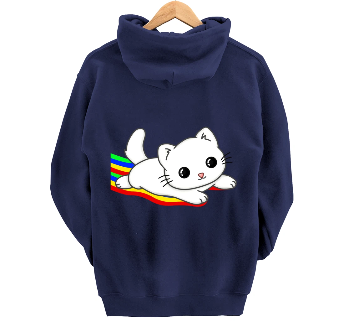 Sliding on a rainbow Cat Tee | Cat Lovers Pullover Hoodie