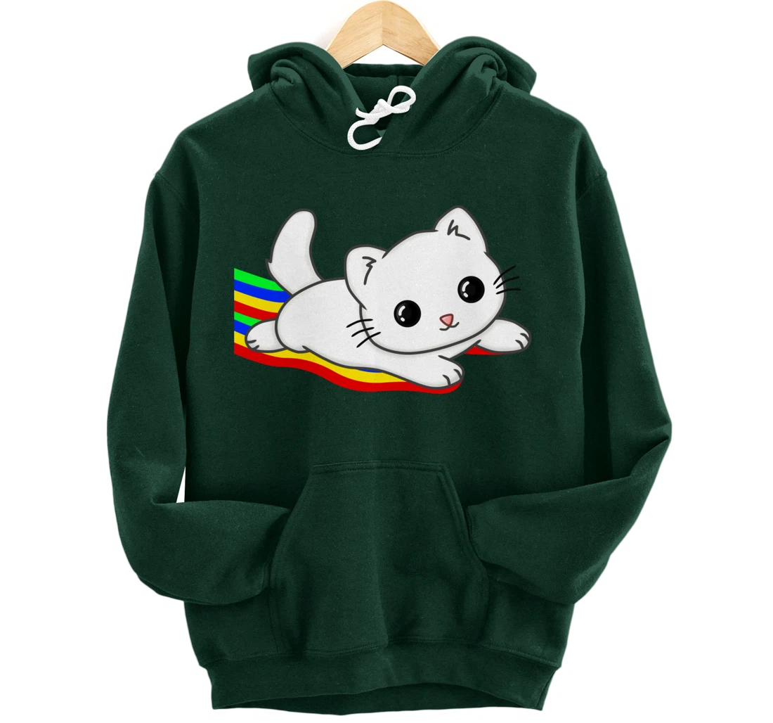 Sliding on a rainbow Cat Tee | Cat Lovers Pullover Hoodie