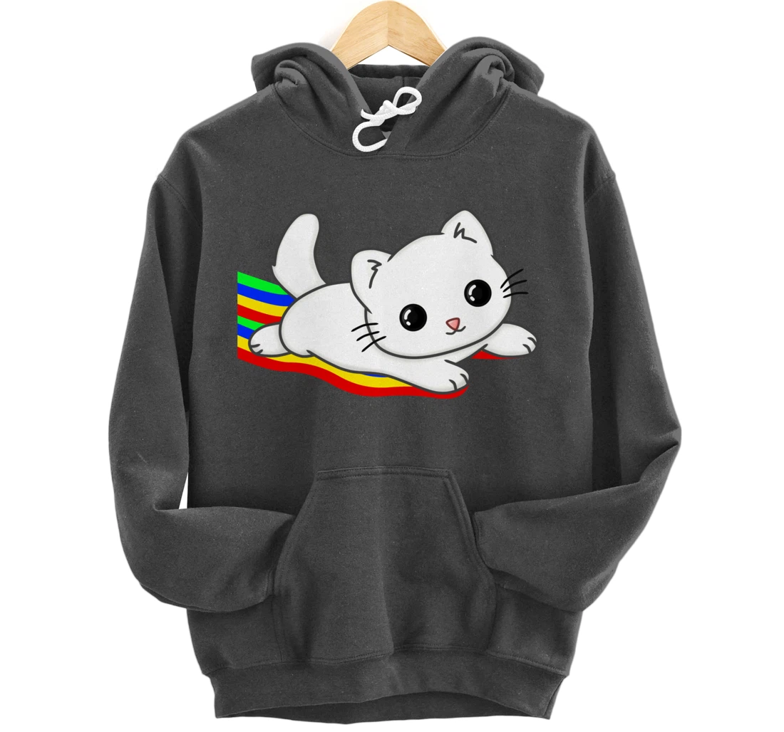 Sliding on a rainbow Cat Tee | Cat Lovers Pullover Hoodie