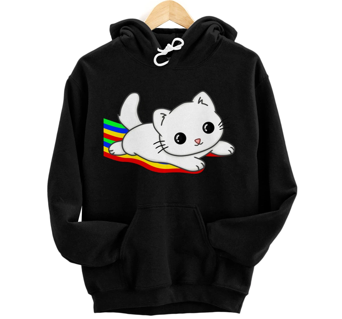 Sliding on a rainbow Cat Tee | Cat Lovers Pullover Hoodie