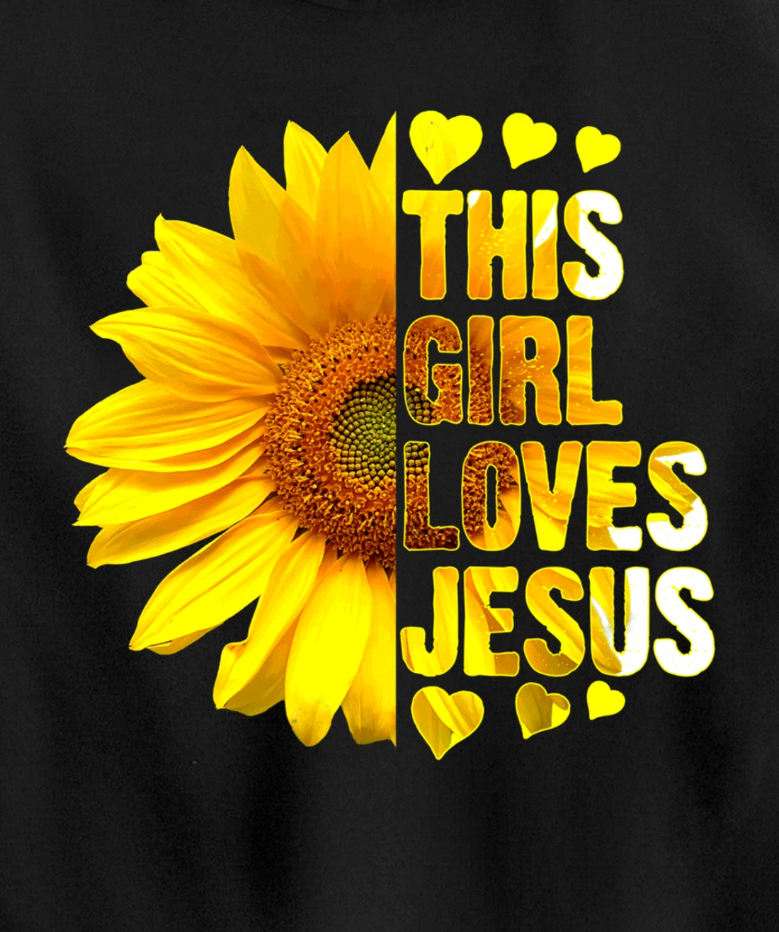 Girl Loves Jesus Christian Sunflower Faith Religious Women Pullover Hoodie