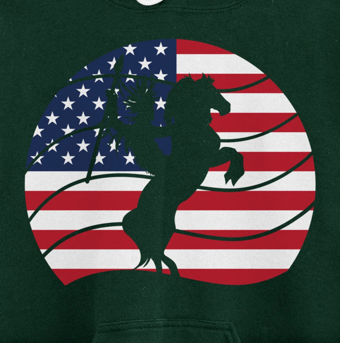 Patriotic Indigenous Horseback Rider US Flag Native American Pullover Hoodie