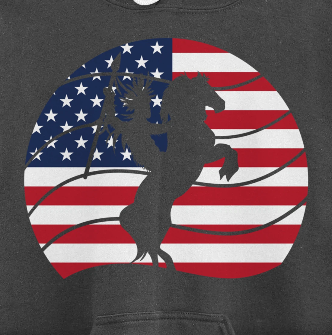 Patriotic Indigenous Horseback Rider US Flag Native American Pullover Hoodie