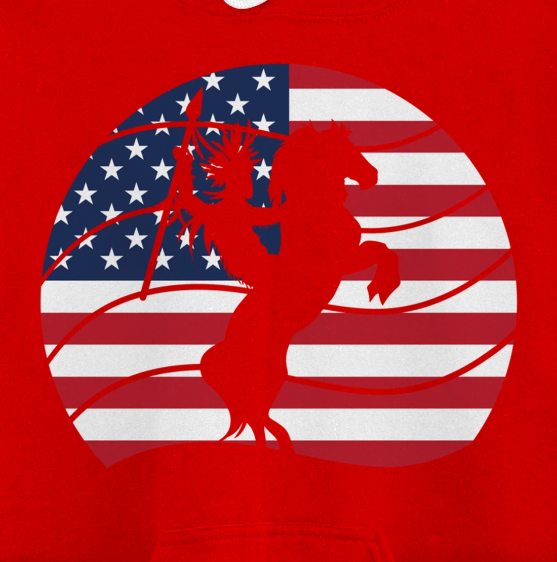 Patriotic Indigenous Horseback Rider US Flag Native American Pullover Hoodie